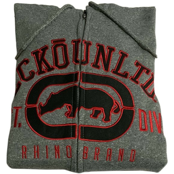 ECKO UNLTD. MEN'S GRAY ZIP UP HOODIE SWEATSHIRT - Picture 2 of 5